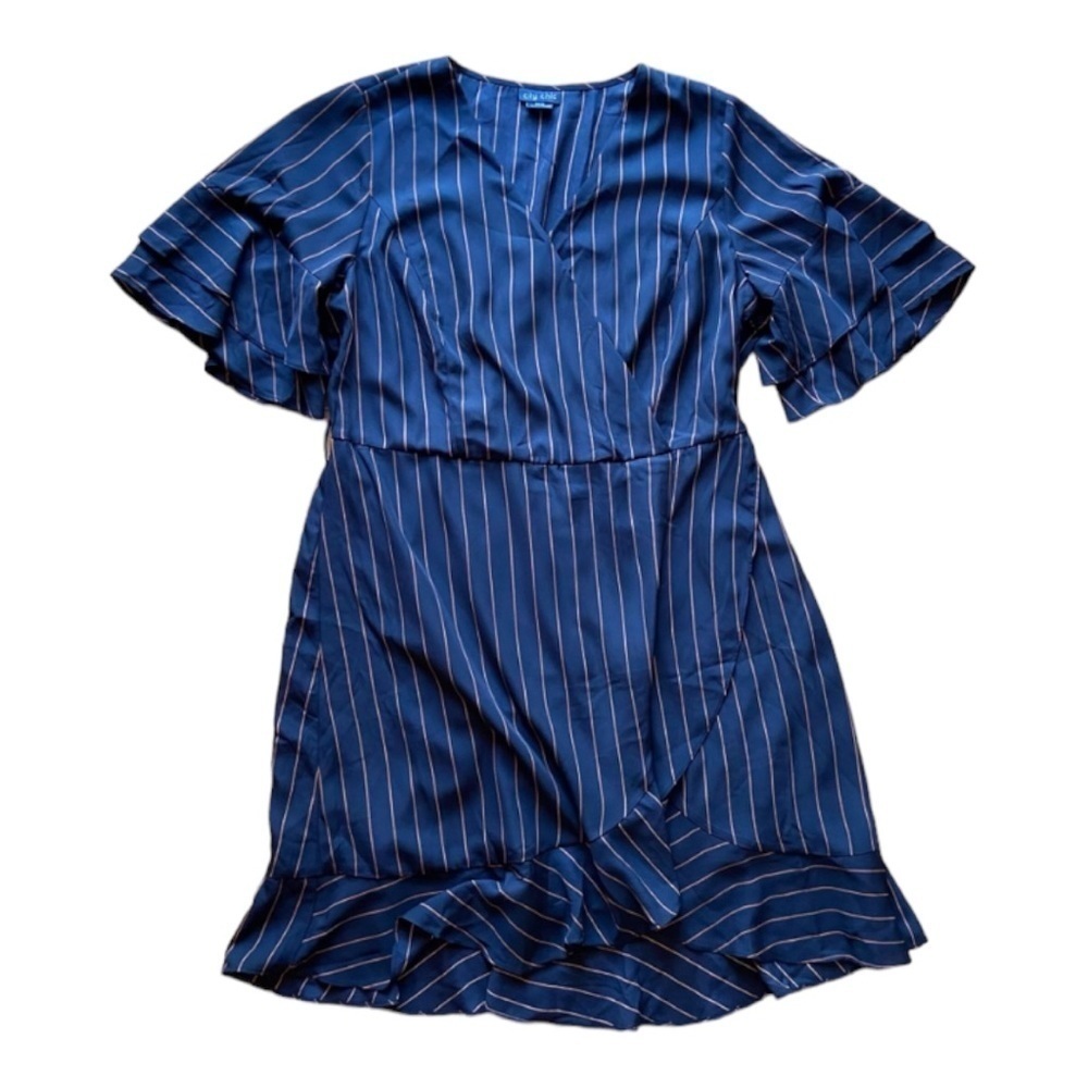 City Chic Blue Striped Dress